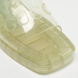 مملوكة مسبقًا Gucci Transparent PVC Embossed Logo Block Heel Slide Sandals Size 38