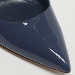 Pre Owned Gucci Blue Patent Leather Kristen Pumps Size 38.5