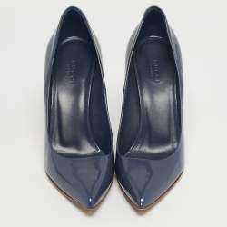 Pre Owned Gucci Blue Patent Leather Kristen Pumps Size 38.5