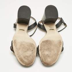 مملوكة مسبقًا Gucci Black Leather GG Marmont Ankle Strap Sandals 38