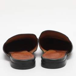 Pre Owned Gucci Black Leather Princetown Flat Mules Size 37.5 