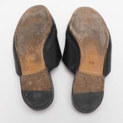 Pre Owned Gucci Black Leather Princetown Flat Mules Size 37.5 