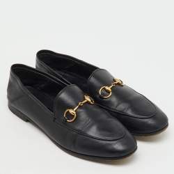 Pre Owned حذاء لوفرز غوتشي فولدابل هورسبت جلد أسود مقاس 37