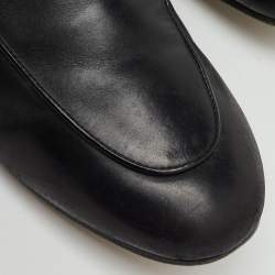 Pre Owned Gucci Black Leather Fur Lined Princetown Horsebit Flat Mules Size 39