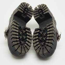 مملوكة مسبقًا Gucci Black Leather GG Matelassé Buckle Strap Loafers Size 36.5