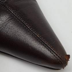 Pre Owned بوت غوتشي جلد بني داكن بكعب مدبب بطول الكاحل مقاس 42