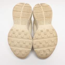 Pre Owned Gucci Cream Leather Rhyton Low Top Sneakers Size 36.5