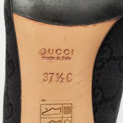 Pre Owned Gucci Black GG Canvas Ankle Length Boots Size 37.5