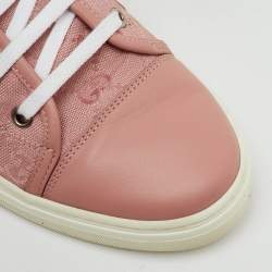 مملوكة مسبقًا حذاء رياضي غوتشي طراز مرتفع من أعلى قماش وجلد GG وردية مقاس 37.5