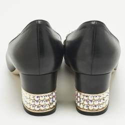مملوكة مسبقًا Gucci Black Leather Madeleine Crystals Pumps Size 38.5