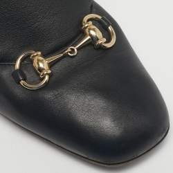 Pre Owned Gucci Black Leather Loafer Horsebit Pumps Size 39.5