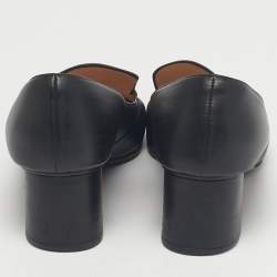 Pre Owned Gucci Black Leather Loafer Horsebit Pumps Size 39.5