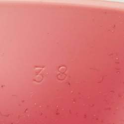 Pre Owned Gucci Pink Rubber Embossed Logo Block Heel Slide Sandals Size 38