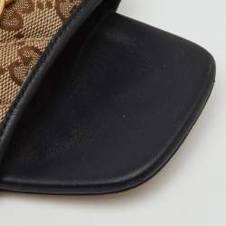 Pre Owned Gucci Beige/Black GG Matelassé Canvas Flat Slide Sandals Size 40.5