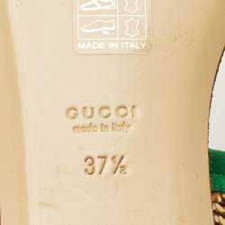 Pre Owned Gucci Two Tone Metal Chain and Suede Thong Slingbak Sandals Size 37.5