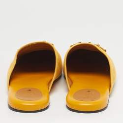 Pre Owned Gucci x Adidas Yellow Suede Trefoil Slippers Size 42