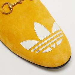 Pre Owned Gucci x Adidas Yellow Suede Trefoil Slippers Size 42