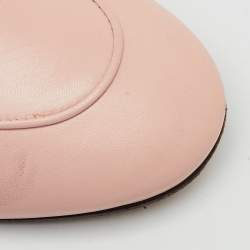 Pre Owned Gucci Light Pink Leather Princetown Horsebit Flat Mules Size 40