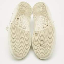 Pre Owned Gucci White Snakeskin Embossed Leather Ace Lace Up Sneakers Size 38