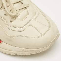 Pre Owned Gucci Cream Leather Rhyton Low Top Sneakers Size 39