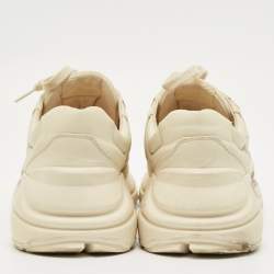 Pre Owned Gucci Cream Leather Rhyton Low Top Sneakers Size 39