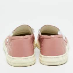 Pre Owned Gucci Pink Micro Guccissima Leather Slip-On Sneakers Size 40