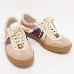 Pre Owned Gucci Multicolor Leather and Suede G74 Sneakers Size 39