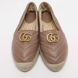 Pre Owned Gucci Old Rose Leather GG Marmont Espadrille Flats Size 39