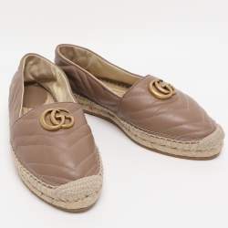 Pre Owned Gucci Old Rose Leather GG Marmont Espadrille Flats Size 39