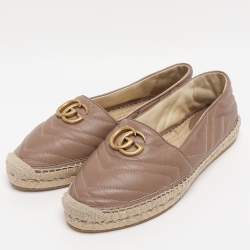 Pre Owned Gucci Old Rose Leather GG Marmont Espadrille Flats Size 39