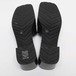 Pre Owned Gucci Black Rubber Embossed Logo Block Heel Slide Sandals Size 39