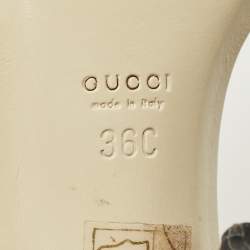 Pre Owned Gucci Cream Leather Interlocking G Slide Sandals Size 36