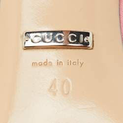 Pre Owned Gucci Light Pink Satin Dionysus Buckle Square Toe Pumps Size 40