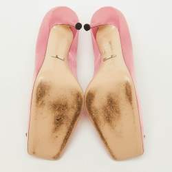 Pre Owned Gucci Light Pink Satin Dionysus Buckle Square Toe Pumps Size 40