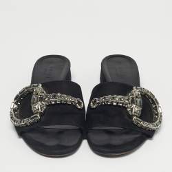 Pre Owned Gucci Black Suede Maxime  Flat Sandals Size 36