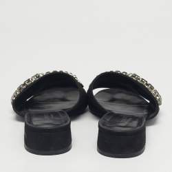 Pre Owned Gucci Black Suede Maxime  Flat Sandals Size 36