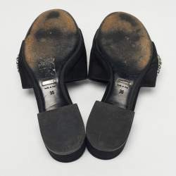 Pre Owned Gucci Black Suede Maxime  Flat Sandals Size 36