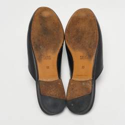 Pre Owned Gucci Black Leather Princetown Horsebit Flat Mules Size 36