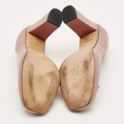 Pre Owned Gucci Pink Leather Horsebit Block Heel Pumps Size 39