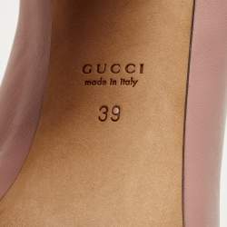 Pre Owned Gucci Pink Leather Horsebit Block Heel Pumps Size 39