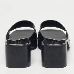 Pre Owned Gucci Black Rubber Logo Embossed Platform Slide Sandals Size 37