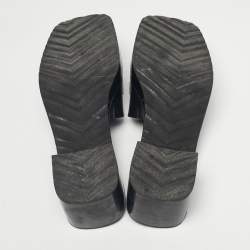Pre Owned Gucci Black Rubber Logo Embossed Platform Slide Sandals Size 37