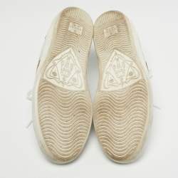 Pre Owned Gucci White Leather Ace Web Low Top Sneakers Size 38.5