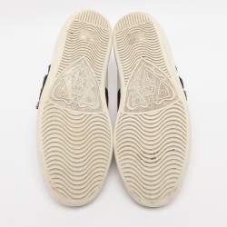 Pre Owned Gucci White Snakeskin Embossed and Leather Ace Low Top Sneakers Size 36.5
