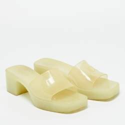 Pre Owned Gucci Transparent Rubber Slide Sandals Size 37