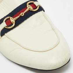 Pre Owned Gucci White Leather Princetown Mules Size 37