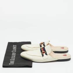 Pre Owned Gucci White Leather Princetown Mules Size 37