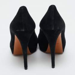Pre Owned Gucci Black Suede Round Toe Platform Pumps Size 35.5