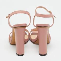 Pre Owned Gucci Pink Leather GG Marmont Ankle Strap Sandals Size 35.5