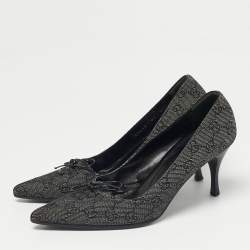 Pre Owned Gucci Black GG Denim Bow Pointed Toe Pumps Size 40
